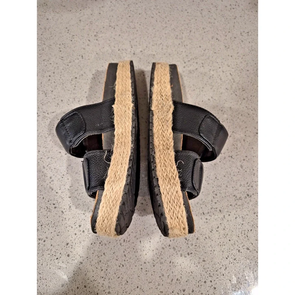 Olivia Miller Women's Palm Cove Espadrille Slide Sandals Black Size 6